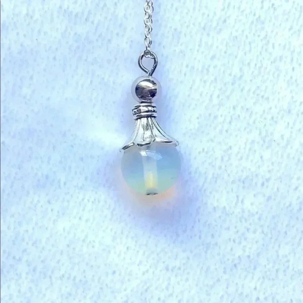 Opalite Crystal Quartz Silver Necklace NWT